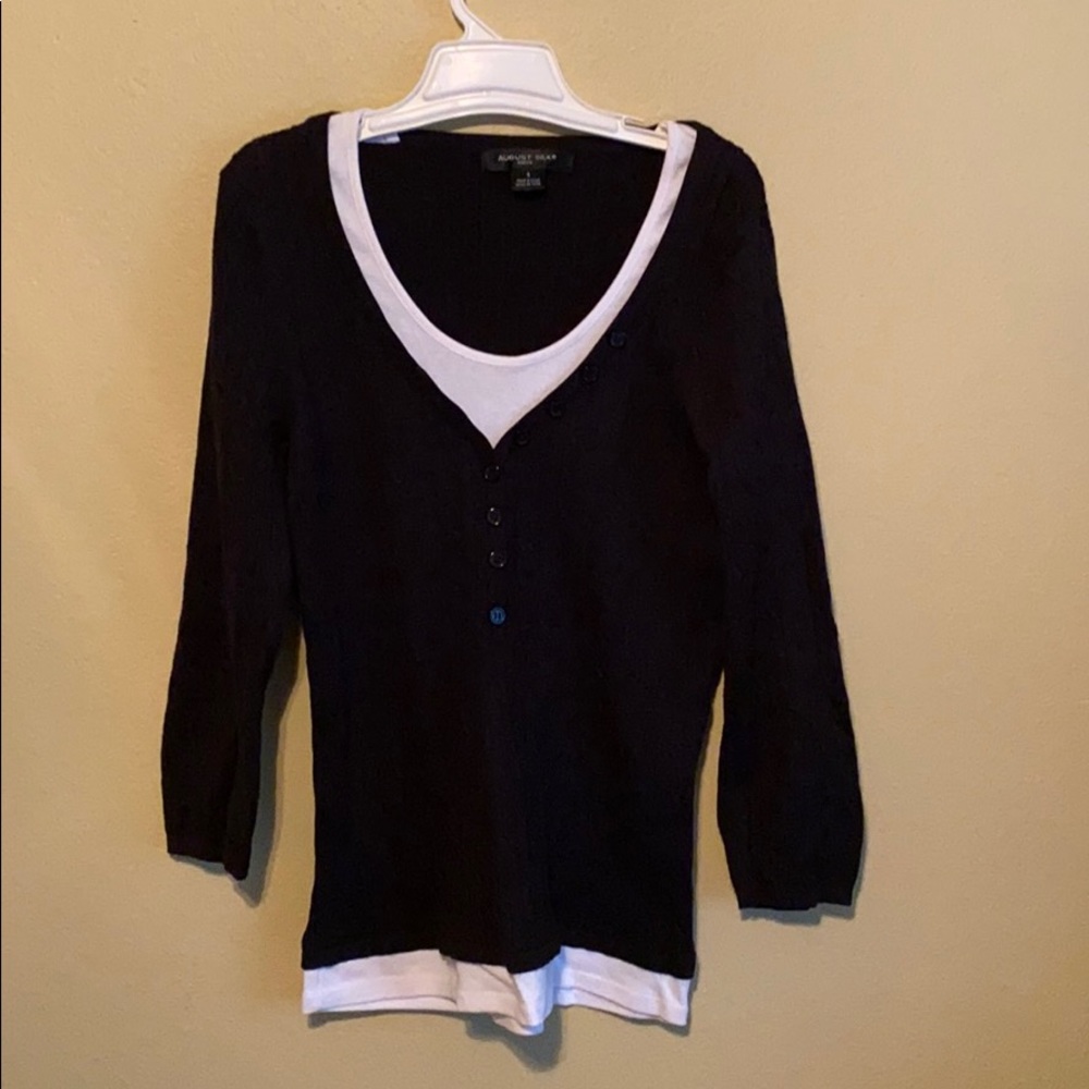 August Silk Knits Black blouse women size small